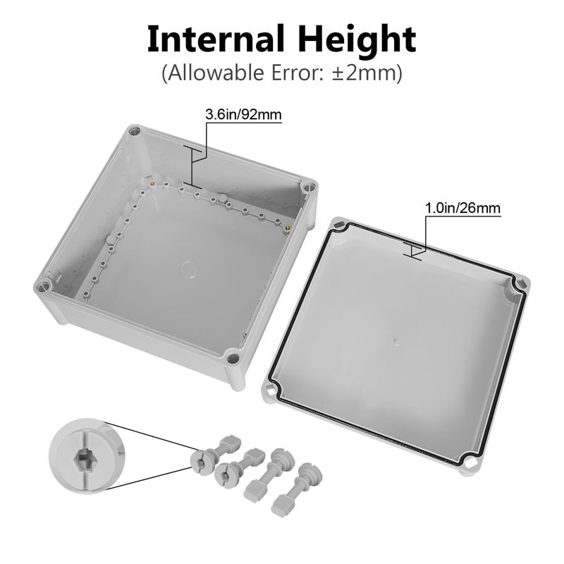 LeMotech Waterproof Dustproof IP67 Junction Box DIY Case Enclosure Gray 11 x 11 x 5.1 inch (280 x 280 x 130 mm) - Image 4